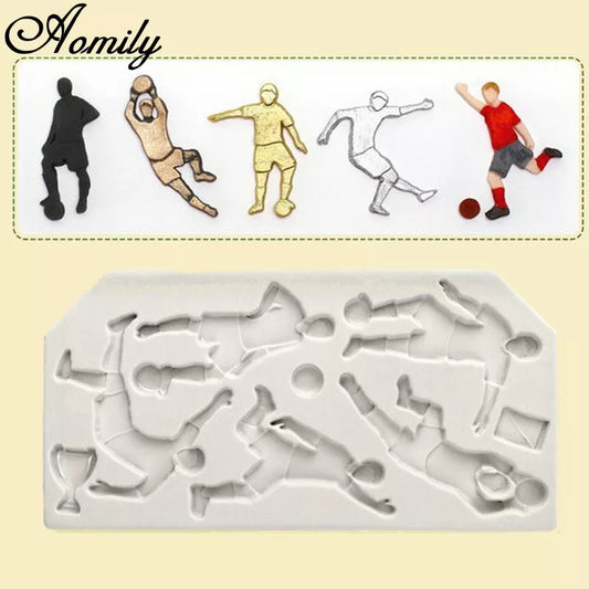 Soccer Baseball Rugby Players Silicone Cake Fondant Mold