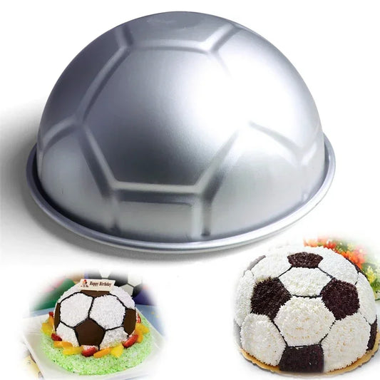 Football Cake Pan Aluminum 15/20CM 3D Lagre Half Soccer Ball