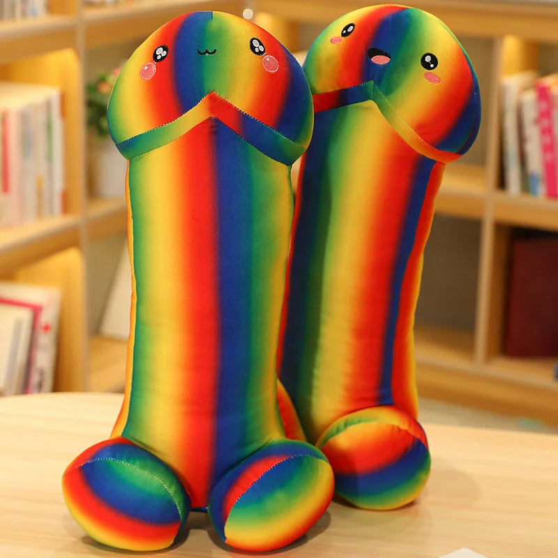 Big Size Rainbow Trick Penis Plush Soft Simulation Boy Dick Plushie Real-life Penis Pillow Sexy Hugging Pillow Girlfriend Gift