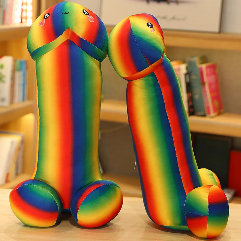 Big Size Rainbow Trick Penis Plush Soft Simulation Boy Dick Plushie Real-life Penis Pillow Sexy Hugging Pillow Girlfriend Gift