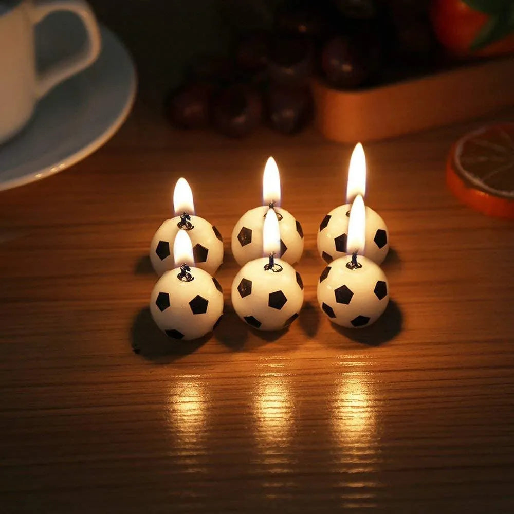 6Pcs Soccer Ball Football Birthday Cake Candles